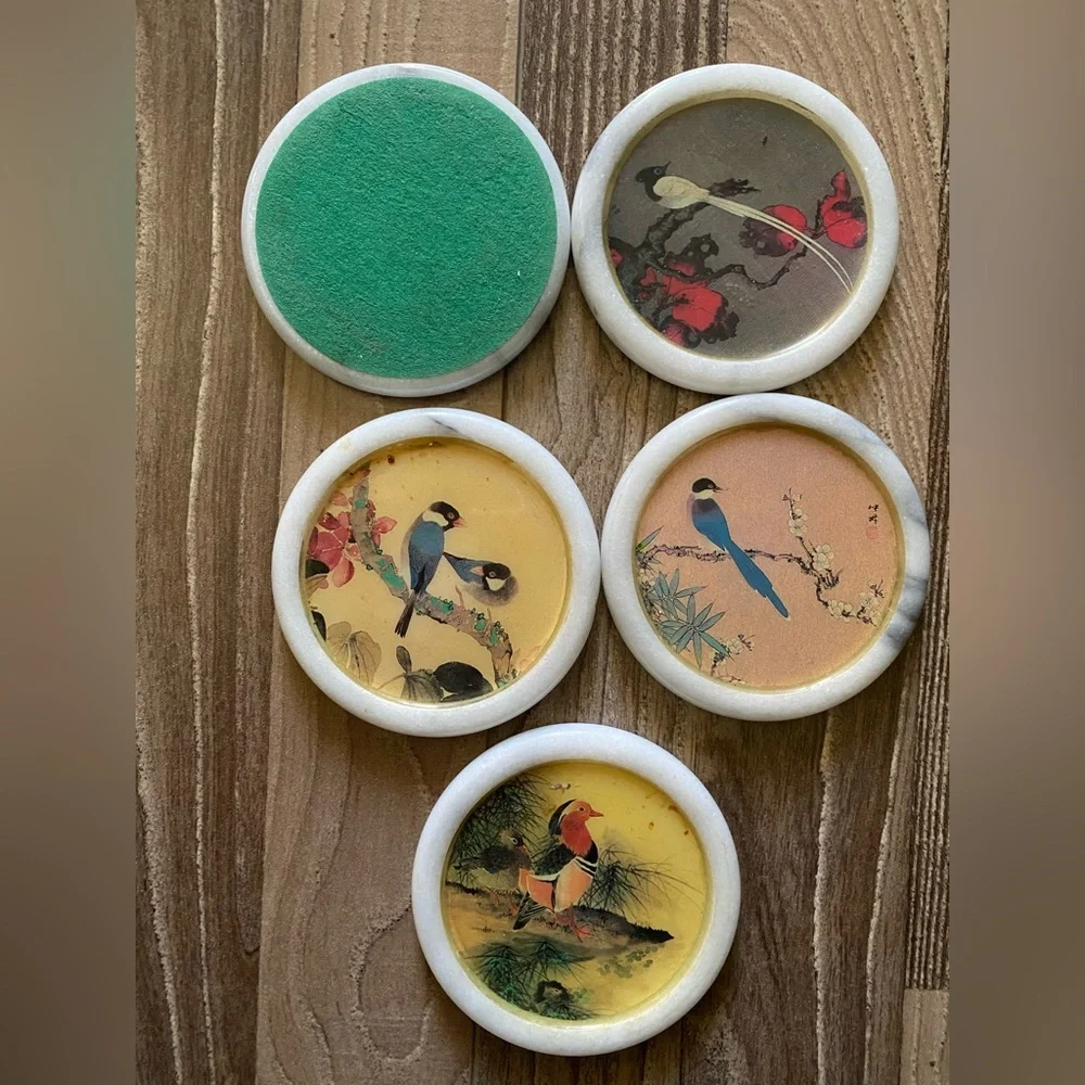 Lovely Bird Marble Coasters